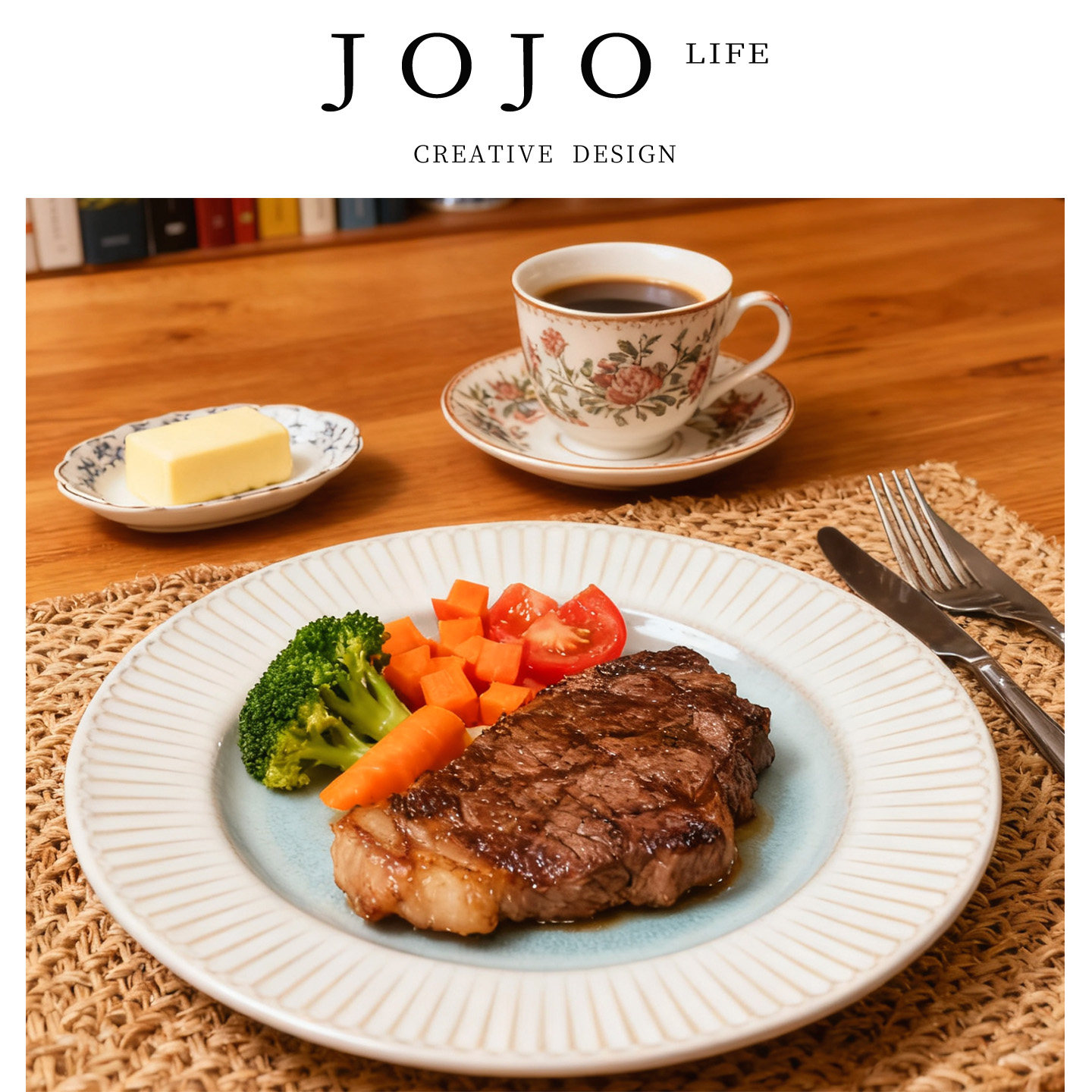 JOJO'S L. PD·relief·餐具创意陶瓷欧式简约西餐牛排盘 | 浮雕