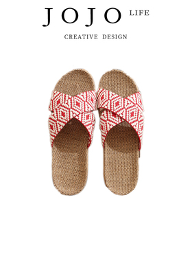 JOJO'S L. PD.ThinBird.亚麻凉拖鞋地板家用厚底夏季透气 | 乐月