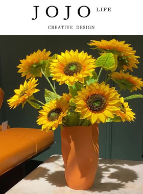 JOJO'S L. PD.Chaff.莫兰迪陶瓷花瓶摆件水波纹花器干花 | 糠溺