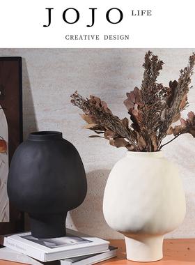 JOJO'S L. PD.seal.黑色陶瓷花瓶摆件客厅插花轻奢风 | 贾封