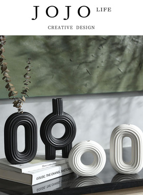 JOJO'S L. PD.Swallow.ins风创意黑白色陶瓷花瓶摆件客厅 | 吞驱