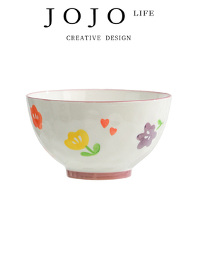 JOJO'S L. PD.Yuezhi. 手绘紫色花饭碗釉下彩家用米饭碗 | 悦志