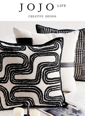 JOJO'S L. PD.period.简约黑色客厅装饰靠枕床头靠垫靠背枕 |为期