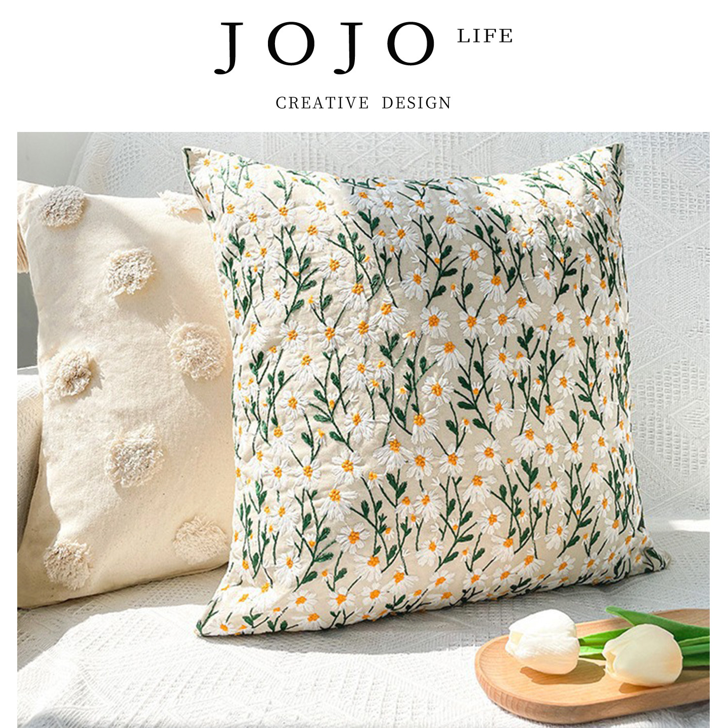 JOJO'S L. PD.grey.北欧刺绣抱枕田园沙发腰靠床上靠枕 | 蕾虎,居家布艺,靠垫/抱枕,淘宝优惠券,粉丝福利购,淘宝优惠卷