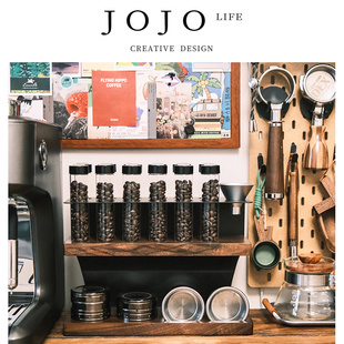 JOJO'S L. PD.give.咖啡豆试管展示架实木收纳架咖啡豆玻璃| 播送