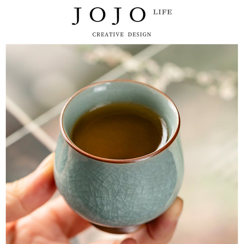 紫泉涧汝窑冰片釉主人杯功夫茶杯