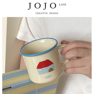 PD.refund.ins温馨卡通红房子小猫咪陶瓷马克杯 取退 JOJO