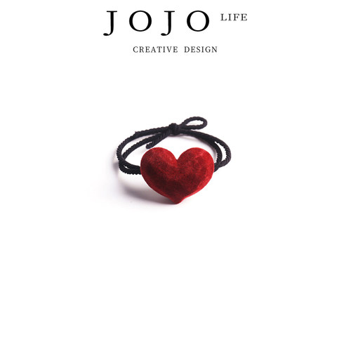 JOJO'SLIFEPD红色绒面爱心发绳