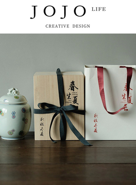 JOJO'S L. PD.bestow.茶叶罐仿古青花太湖石陶瓷木盖礼盒装 |诵赋