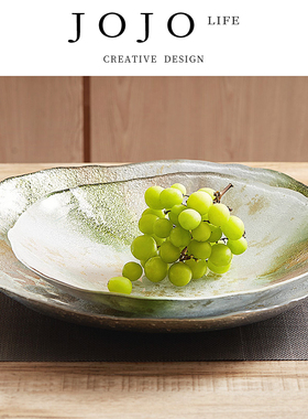 JOJO'S L. PD.domain.彩箔水果盘冷食盘现代简约玻璃果盆 | 新生