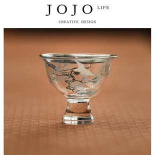 独到 JOJO PD.紫泉涧.客杯茶碗松鹤玻璃小茶杯功夫茶具