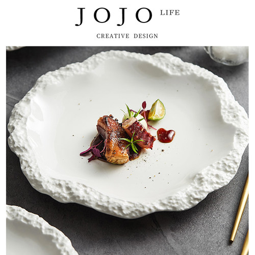 JOJO'SLIFEPD岩石纹裙边盘陶瓷