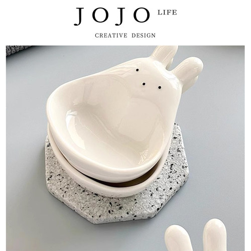 JOJO'S L. PD.oil.创意卡通小白兔蘸料碟ins陶瓷个性调料碟| 油赖