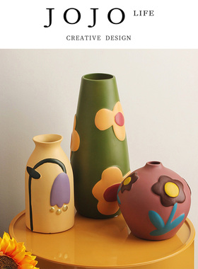 JOJO'S L. PD.Gentlemen.侘寂风彩绘陶瓷花瓶摆件客厅插花 | 灸勋