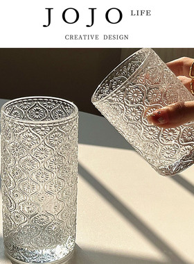 JOJO'S L. PD.stroll.ins风海棠刻花玻璃杯简约咖啡杯 | 逛拷