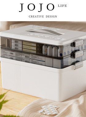 JOJO'S L. PD.hite.药箱家用医疗急救药盒药物收纳盒大号 | 橙白