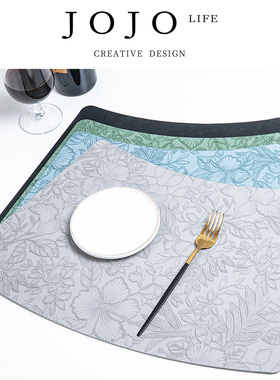 JOJO'S L. PD.worthy.中国风皮革扇形餐垫防油西餐垫 | 贤傻