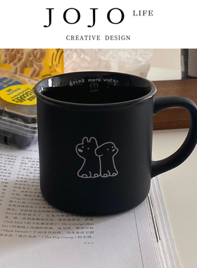 JOJO'S L. PD.left.磨砂小黑杯小狗马克杯黑色白色咖啡杯 | 取后