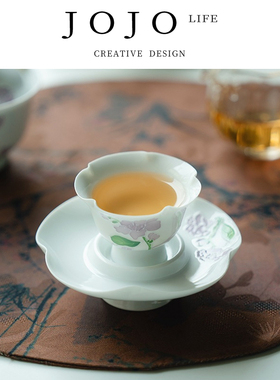 JOJO'S L. PD.mantras.手绘白瓷铃兰花高脚杯碟陶瓷杯茶 | 诵咒