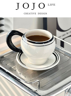 JOJO'S L. PD.coffee.北欧风复古黑色线条咖啡杯碟复古风 | 虚妄