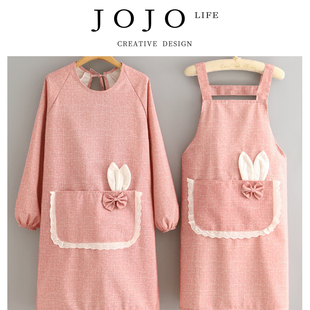 JOJO'S L. PD.agent.厨房家用长袖罩衣女卡通防污围裙韩版 | 蚯剂