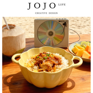 JOJO'S L. PD.wave.奶fufu双耳大汤碗ins风陶瓷南瓜碗勺 | 电波