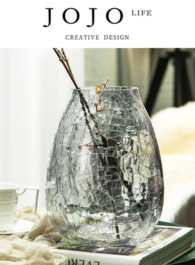 JOJO'S L. PD.borrow.创意大号轻奢裂纹冰花玻璃花瓶花器 | 借伦
