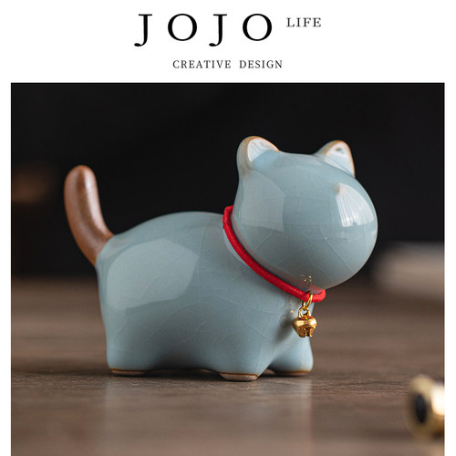 紫泉涧招财小猫咪摆件陶瓷可爱