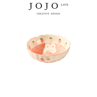 JOJO PD.Shi.可爱陶瓷米饭碗吃饭碗草莓兔子小碗盘 维施