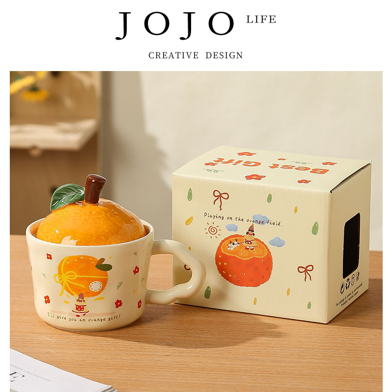 JOJO'S L. PD.wave.大吉大利橘子陶瓷杯带盖猫咪马克杯 | 叠浪