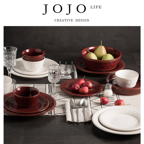 JOJO'SLIFEPD复古红白陶瓷餐具