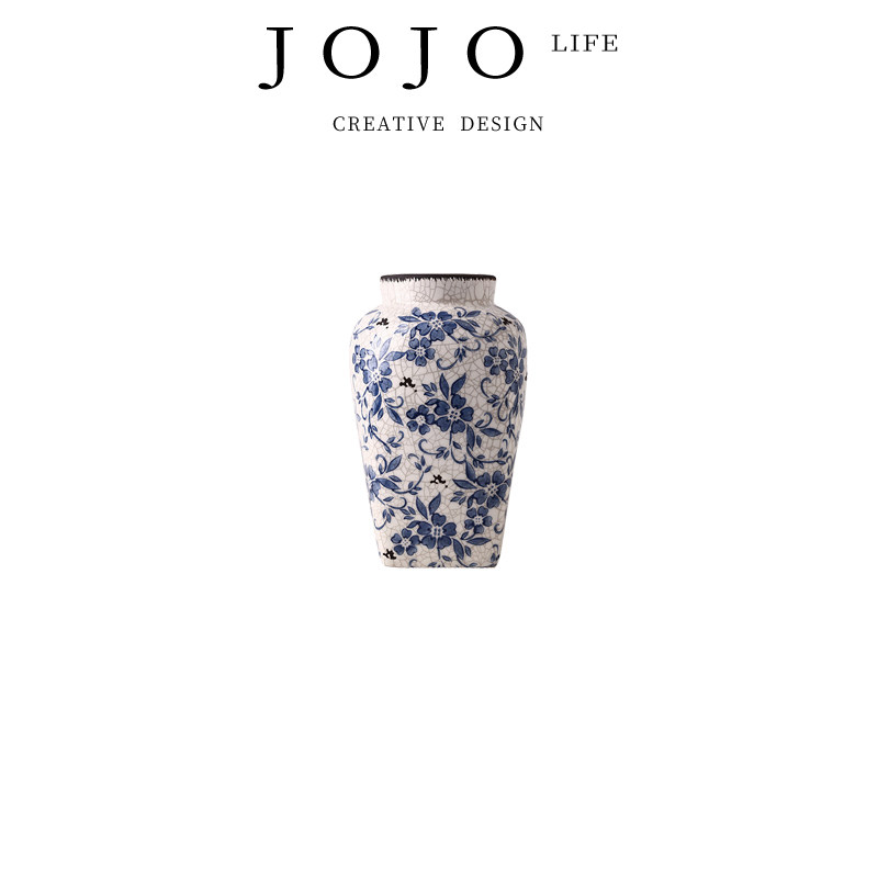 JOJO'S L. PD.Quietly.花瓶复古中式冰裂纹青花瓷陶瓷摆件 | 悄悄,家居饰品,花瓶,淘宝优惠券,粉丝福利购,淘宝优惠卷