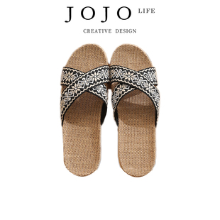 家居情侣室内木地板防滑 JOJO PD.leptobos.亚麻拖鞋 乐峰