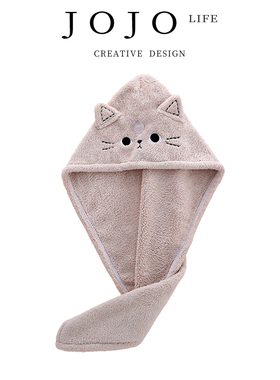 JOJO'S L. PD.foil.ins风卡通憨憨猫耳朵干发帽洗脸头带 | 珠箔