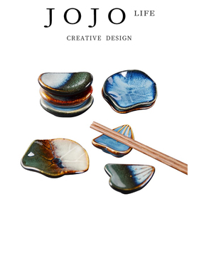 JOJO'S L. PD.lakeside.陶瓷日式窑变筷托餐厅日本摆台筷枕 |湖畔