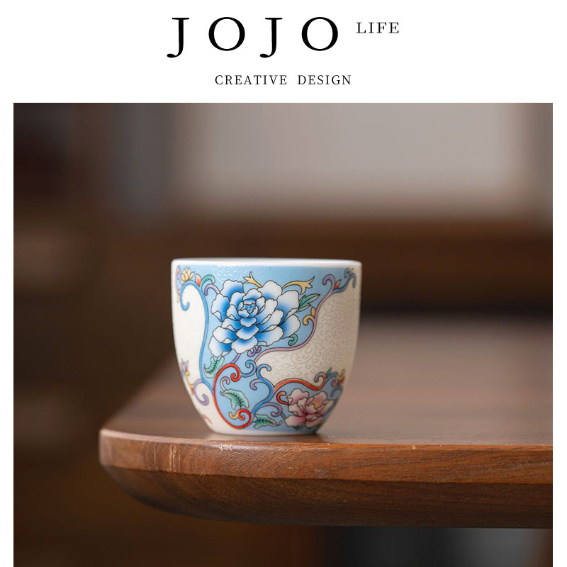 pd.紫泉涧.陶瓷茶杯手工掐丝银牡丹茶盏品茗杯 | 加野