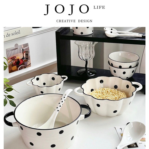 JOJO'SLIFEPD波点陶瓷碗盘汤碗