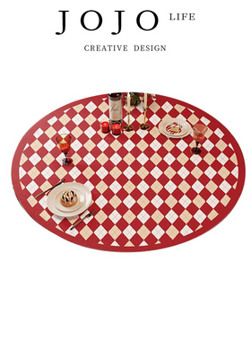 JOJO'S L. PD.Control.餐桌垫圆形红色氛围感桌布轻奢圆桌垫|控制