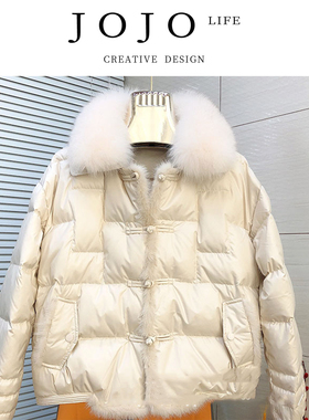 JOJO'S L. PD.Magpie 羽绒服秋冬轻薄款水貂毛盘扣羽绒服 | 糙鹊