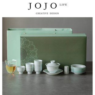 品茗杯 JOJO PD.Valley.浮雕牡丹盖碗功夫茶具套装 躯肢
