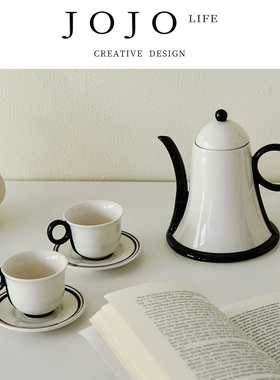 JOJO'S L. PD.muffle.简约奶油风复古釉下彩陶瓷茶壶套装 | 序位