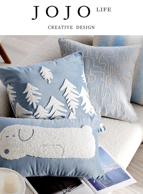 JOJO'S L. PD.What.卡通奶油色蓝色抱枕靠垫沙发飘窗抱枕 | 为何