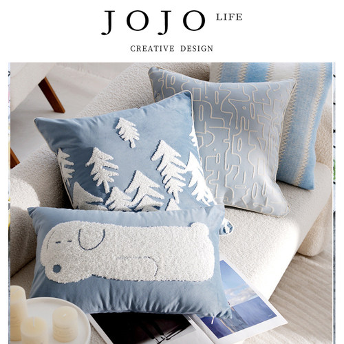 JOJO'SLIFEPD奶油色蓝色抱枕
