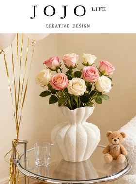 JOJO'S L. PD.Warm.法式花瓶白色高级感摆件客厅桌面复古 | 温润