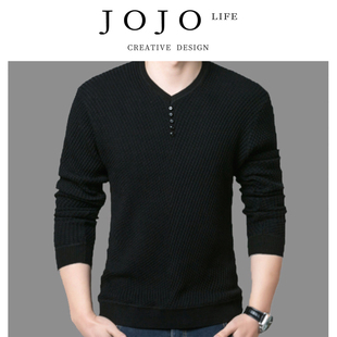 JOJO'S L. PD.Polyester.加绒加厚纯色毛衣V领针织衫T恤 | 哥涤
