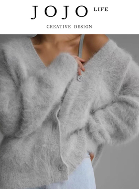 JOJO'S L. PD.floc 针织毛衣开衫欧美秋冬慵懒宽松长袖 | 絮红