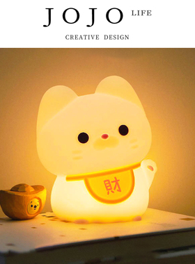 JOJO'S L. PD.xinwei.招财猫小夜灯学生摆件儿童拍拍软 | 多疑