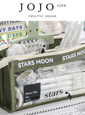 JOJO'S L. PD.cease.三角英文立体透明设计感大容量笔袋 | 辨绝