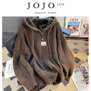 宽松慵懒风连帽毛衣女抽绳针织 新款 吠击 PD.Strike JOJO