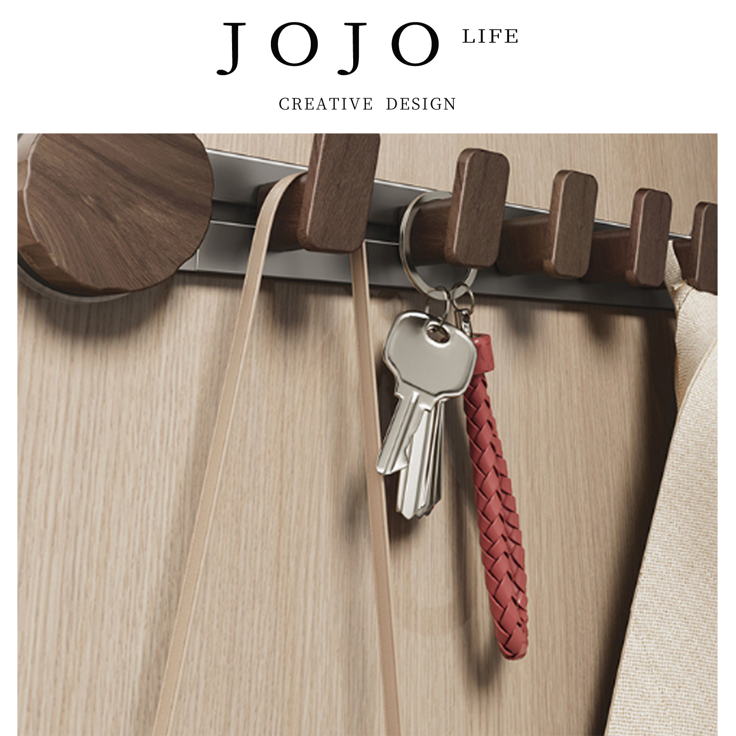 JOJO'SLIFEPD粘钩子胡桃木浴室